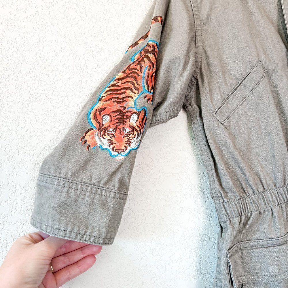 Tea Collection Utility Jacket with Tiger Patch, Size 6 - Picture 2 of 7